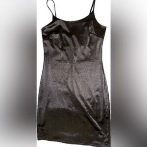 Sleek Black Satin Slip Dress